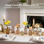 Glasseam Glass Bud Vases for Flowers: 10Pcs Amber Vintage Small Vases Set - Image 6