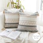 BlissBlush Gray Boho Throw Pillow Cover 18x18 Grey Decorative Accent Pillow for Couch Square Woven Textured Pillowcase Modern Farmhouse Pillow for Bed Bohemian Pillow Cover (Pack of 1) - Image 6