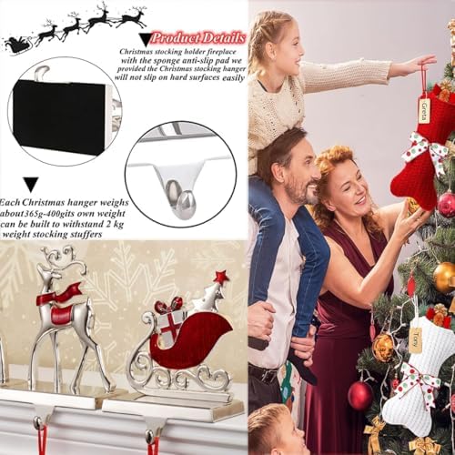4PCS Christmas Stocking Mantle Holders Set Stand Sign Heavy Weighted Stocking Hooks Fireplace Stocking Hanger for House Holiday Yards Mantle Holder Décor (Mutli,4) - Image 6