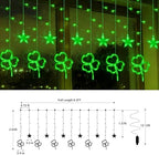 [Timer, 8 Modes] St. Patrick's Day Window Lights Decorations, 156 LED Shamrock Curtain Lights USB Powered Shamrock Lights Saint Patricks Day Decorations Indoor Lights Irish St Patrick's Day Decor - Image 7