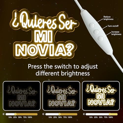 Quieras Ser Mi Novia Neon Sign Spanish Proposal LED Light Up sign for Wedding Anniversary Valentine Decoration Led Neon Light Sign for Engagement Bedroom Home Wall Decor Gift for Her - Image 6