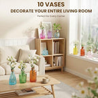 10Pcs Colored Glass Bud Vase Set,Embossed Mini Small Vintage Flower Vases - Image 6