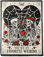Valentine’s Day Decorative Throw Blanket Gifts for Him Her, Gothic Skeleton Couple Decoration Halloween Wedding Gift for Wife, Husband,Romantic Decor, Gift for Boyfriend Girlfriend,60x80 Inch by AINORI