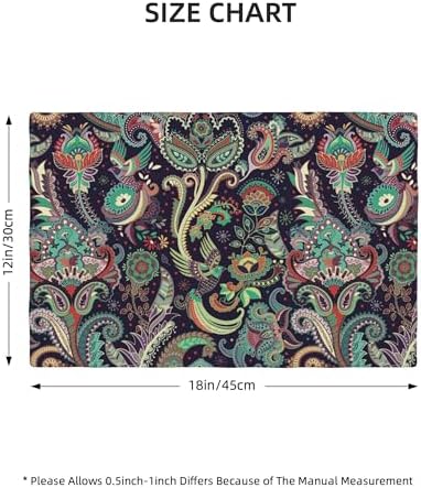 Boho Placemats, Geometric Ethnic Style Beautiful Floral Traditional Patterns, Kitchen Dining Room Non-Slip Insulated Decor, Set of 6,12x18 Inches - Image 2