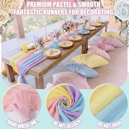 Remagr 12 Pcs Pastel Cheesecloth Gauze Table Runners for Wedding Table - Image 5