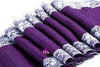 VDS Pack of 10, Burlap Table Runner with White Lace Edge, 100% Natural Jute Rustic Hessian Table Cloth Centerpiece for Wedding Birthday Party Banquet Table Decoration (Size 12X108 Inch)(Purple) - Image 2