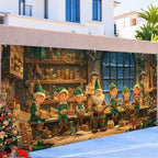 Santa's Workshop Christmas Garage Door Banner 7x16FT, Santa and Elves Holiday Scene, Large Outdoor Xmas Decoration for Garage Doors, Large Garage Cover for Christma - Image 6