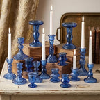 Mumufy 20 Pcs Glass Taper Candle Holders Assorted, Blue by Mumufy