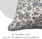 Floral Pillow Covers Blue Set of 2 Pillow Covers 16 x 16 inches Farmhouse Pillow Covers for Couch Bed Bedroom Living Throw Pillow Covers Boho Decorative Pillow Home Decor for Spring - Image 3