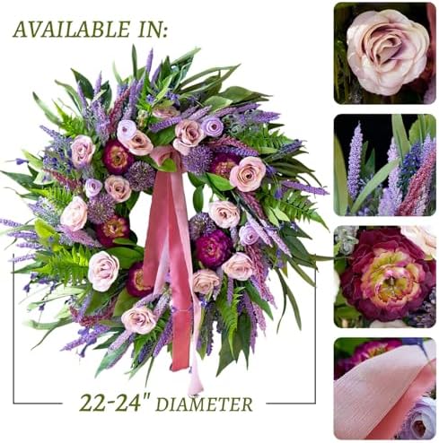 24 Inch Spring Summer Wreaths for Front Door Outside,Mantel,Porch&Entryway - Image 4