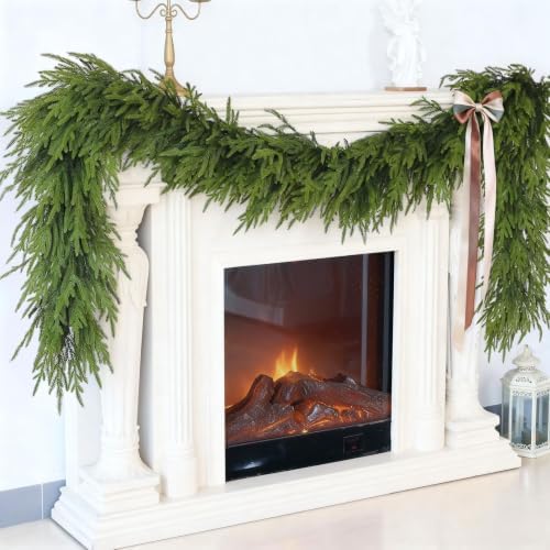 Artificial Christmas Garland, Faux Norfolk Pine for Mantle Decor(9FT 2PCS) - Image 2