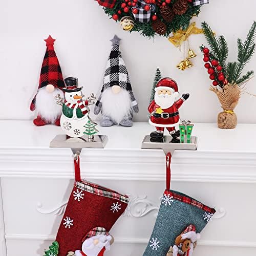 2PCS Christmas Stocking Holders Set Fireplace Mantle Heavy Garland Stocking Hook Merry Christmas Stocking Hangers Holiday Decoration (C-Snowman Santa,2) - Image 2
