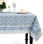 CPC Azure Regal Tablecloth 100% Cotton 70x108 Inch Indian Block Print Rectangle Table Cover, Table Cloth for Gifting in Weddings, Halloween, Fall, Christmas, Thanksgiving by COTTONPRINTCLUB