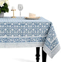 CPC Azure Regal Tablecloth 100% Cotton 60x60 Inch Indian Block Print Rectangle Table Cover, Table Cloth for Gifting in Weddings, Halloween, Fall, Christmas, Thanksgiving by COTTONPRINTCLUB