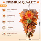 Shihanee 2 Pack 22 in Fall Teardrop Swags Autumn Pumpkin Front Door Decor - Image 2