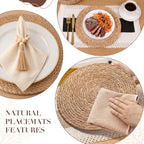 4 Sets Black Kitchen Decor,Table Setting Decor with Round Woven,Rectangular,Wooden Bead Napkin Rings,Cloth Napkins,Table Runner & Storage Basket,Natural Burlap Cotton for Kitchen Dining Table Home - Image 4