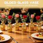 Gold Bud Vases Set of 12, Small Glass Vases for Centerpieces, Mini Vintage Flower Bottles in Bulk, Vertical Ribbed Gold Bottles for Wedding Table Decor, Party, Home & Holiday Arrangements - Image 4