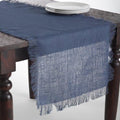 Fennco Styles Mari Sati Fringed Burlap Rectangular Navy Blue Table Runner 20" W x 108" L - 100% Jute Table Runner for Everyday Use, Banquets, Family Dinner, Special Events and Home Décor by FenncoStyles