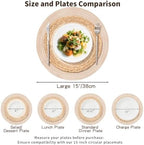 Handmade Round Boho Placemats Set of 6 | Natural Woven & Polyester Braided Combo Table Mats | 12-Piece Versatile Place Mats | Simple Rustic Farmhouse Style Dining Table Decor, Beige - Image 6