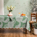 Cotton Damask Print Tablecloth with Scalloped Edge, Machine Washable, Marsh Green, 60 x 60 Inch Square by Unknown
