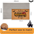 Halloween Front Door Mat Combo Set, Spider Web Coco Coir Welcome Doormat -28" x 43" Black and White Striped Rug, Autumn Fall Porch Entryway Decor Floor Mat - Image 2