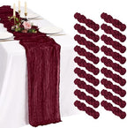 18 Pack Cheesecloth Table Runner 10FT Burgundy Red Table Runner Boho Gauze Cheese Cloth Table Runners Long Rustic Sheer Table Decorations for Wedding Party Baby Bridal Shower Birthday Holiday Home by Showgeous