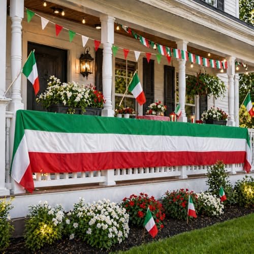 3Pack Red White Green Bunting Banner 2x20Ft Merry Christmas Bunting Flags New Years Decor Outside Hanging Italy Mexican Festival - Image 7