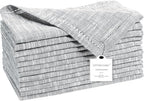 Cotton Clinic 12 Pack Farmhouse Style Slub Textured 18x18 Cloth Dinner Napkins, 100% Cotton for Everyday Use and Events - Soft and Durable Cocktail Napkins, Wedding Dinner Napkins, Grey by CottonClinic