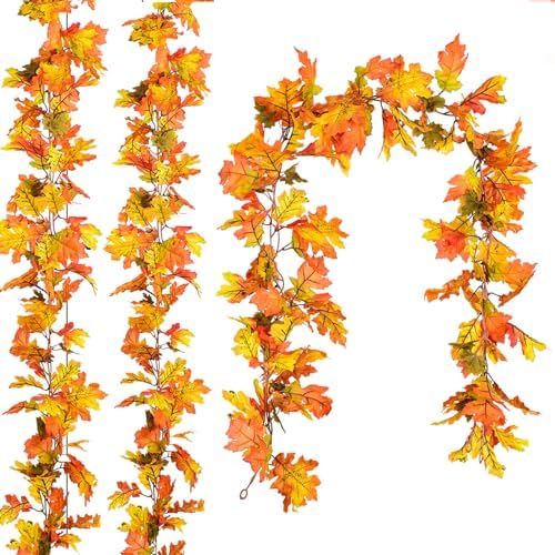 DearHouse 6 Pack Fall Garland Maple Leaf Clearance, 5.9Ft/Piece Hanging Vine Artificial Autumn Garland Thanksgiving Decor for Home Wedding Fireplace Party Christmas (Yellow) by DearHouse