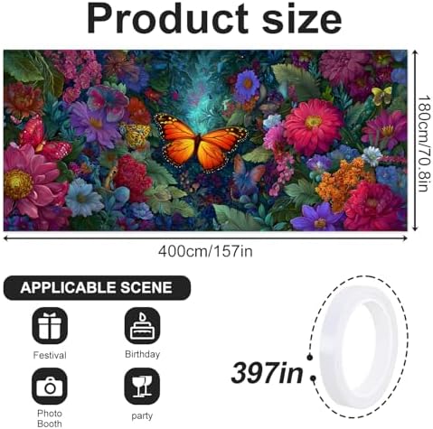 6x13 FT Butterfly Floral Garage Door Banner - Vibrant Colorful Flower Garden Backdrop, Large Indoor Outdoor Garage Door Cover,Nature Theme Decoration for Home, Yard, Spring Party,Wedding - Image 2