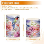 ALAZA Spring Hummingbird Flowers Flickering Flameless Candles Battery Operated with Remote Timer,Tea Light Candles LED Pillar Votive Candles Set of 2 for Outdoor Indoor Decorations - Image 3