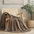 EverGrace Chenille Knit Throw Blanket for Couch, 50"x60", Mocha Brown by EVERGRACE