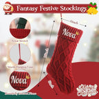 Personalized Christmas Stockings,Custom Embroidered Name & Monogram Knit Stockings for Kids,Family - Raised Ridged Cable Knit 18" Christmas Stocking for Fireplace Holiday Decor(6 Pack) - Image 2