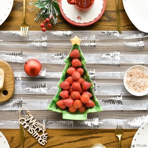 Artoid Mode 6PCS White Silver Christmas Tree Gauze Table Runner 120 Inch 10FT, Glitter Metallic Foil Seasonal Sheer Dining Holiday Table Decor for Home Party - Image 2
