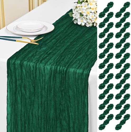 24 Pack Emerald Green 10Ft Cheesecloth Table Runner by Unknown