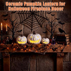 Set of 3 Halloween Decor Ceramic Pumpkins Lighted Jack O Lanterns - Image 4