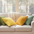 Topfinel 22x22 Decorative Large Throw Pillows Covers Set of 4,Yellow Green Mix Design Corduroy Bed Cushion Case,Couch Sofa Living Room Euro Shams No Insert,Summer Home Decor - Image 6