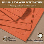 Native Fab Set of 12 Cloth Napkins Hemstitch Corners, 100% Cotton, 18x18 inch, Soft, Absorbent, Washable, Easy Care, Restaurant Hotel Quality - Wedding, Events, Lunch, Dinner Napkins - Orange - Image 4