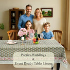 CPC Tablecloth 100% Cotton 72x140 Inch Indian Block Print Easter Rectangle Table Cover, Table Cloth for Weddings, Parties- Jade Green 12-Seater - Image 3