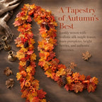 6FT Artificial Maple Leaf Garland, Fake Autumn Fall Vine Garland with Realistic Maple Leaves, Thanksgiving Halloween Harvest Fall Decor for Indoor Outdoor Porch Mantle Fireplace Table Home Decoration - Image 4