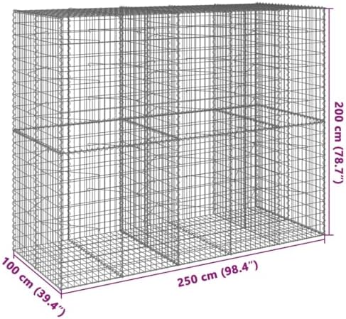 vidaXL Gabion Basket with Cover 98.4"x39.4"x78.7" Galvanized Iron - Image 3