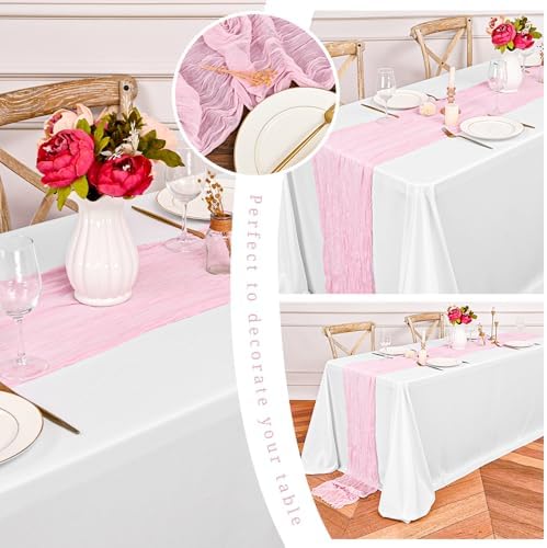 16 Pack Light Pink Cheesecloth Table Runners, 20x120 Inch - Image 6