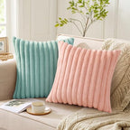 Pallene Faux Fur Decorative Throw Pillow Covers 12x20 Set of 2, Aqua - Image 5