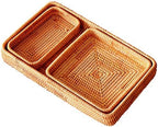 i-lan Rattan Serving Tray Set of 3, Rectangular Wicker Trays, Natural Brown - Image 3