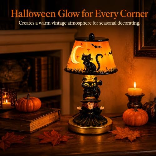 Halloween Table Lamp for Indoor Decorations (Black Cat Witch) - Image 2