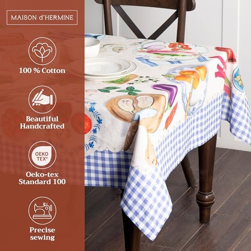 Maison d' Hermine Table Cloth Rectangle Table Reusable 100% Cotton 70"x90" - Image 2