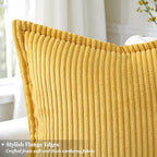 decorUhome Fall Corduroy Mustard Yellow Throw Pillow Covers 26x26 Set of 2 - Image 2