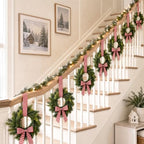Thiccywoov 8 Pcs 9" Mini Christmas Wreaths for Cabinets with Plaid Bow - Image 5