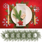 Christmas Pine Needles Placemats Set of 6 Artificial Wreath Charger - Image 3