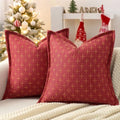ZWJD Christmas Pillow Covers 22x22 Set of 2 Soft Polyester Textured Pillows with Stylish Flange Edge Cozy Farmhouse Christmas Decor for Couch Bed Sofa Living Room (Red) by ZWJD